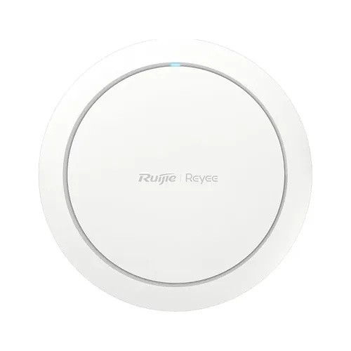 Ruijie Reyee round white wireless access point on white background.