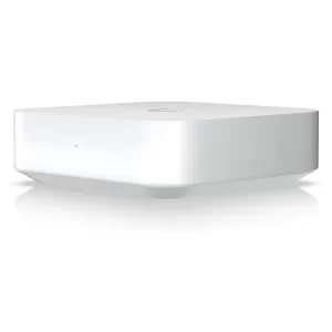 White square network device on white background.