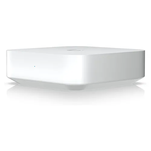 White square network device on white background.